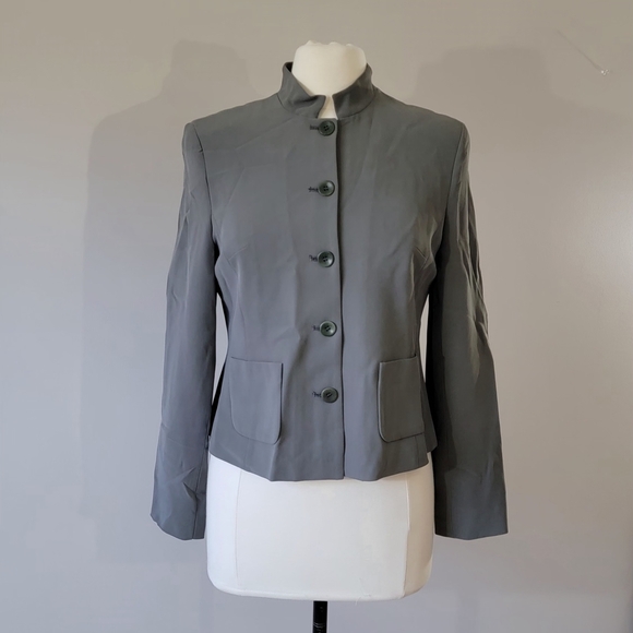 Charter Club Jackets & Blazers - Women's Charter Club Petite 100% Silk Gray Blazer Jacket Size 8P